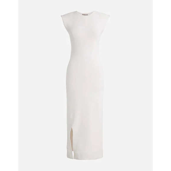J Crew Shoulder Pads Sleeveless Super Stretch Sweater Midi Dress US Women's L - Picture 1 of 6